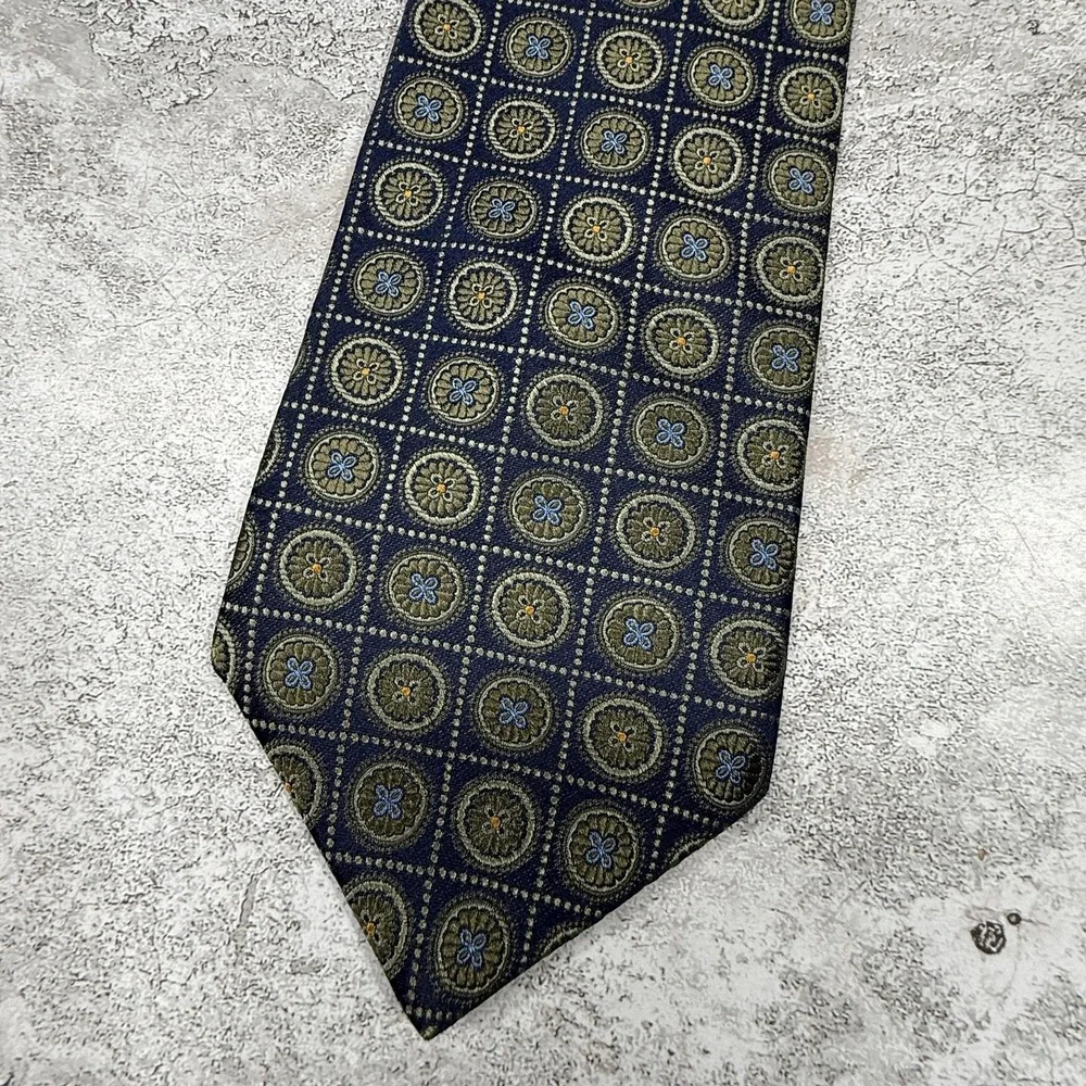 Bruno Piattelli Silk Tie Mens One Size Blue Geometric Made In USA‎ Necktie